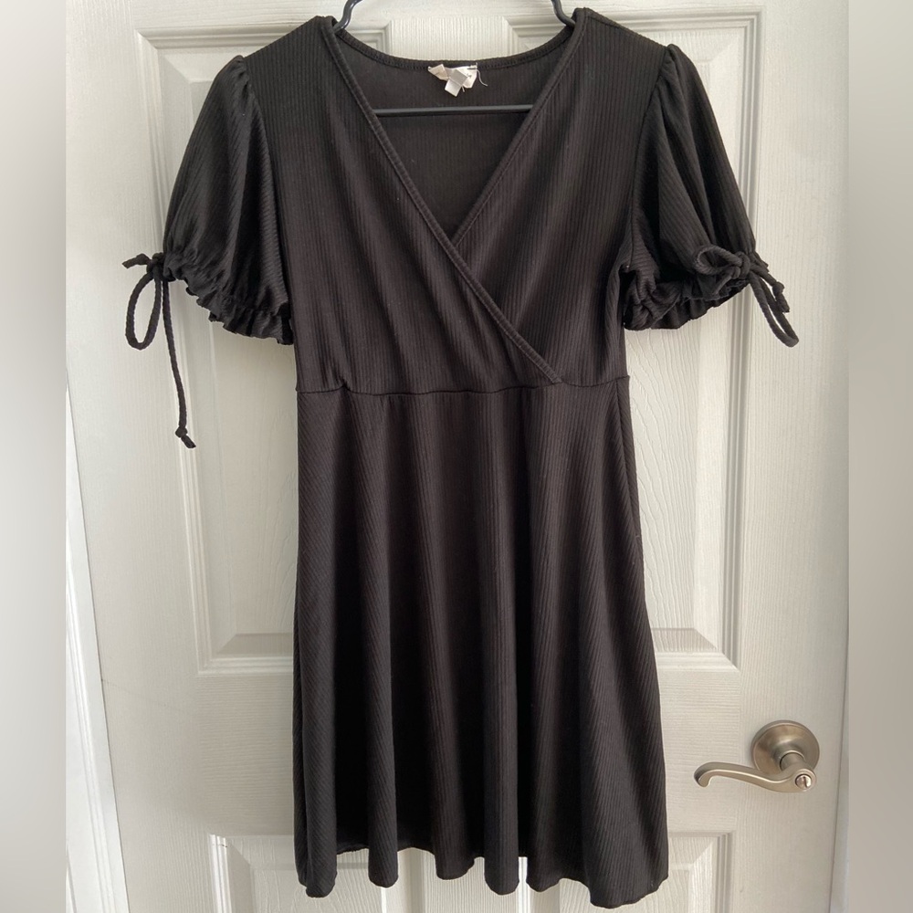 See You Monday Black Puff Sleeve Mini Sundress